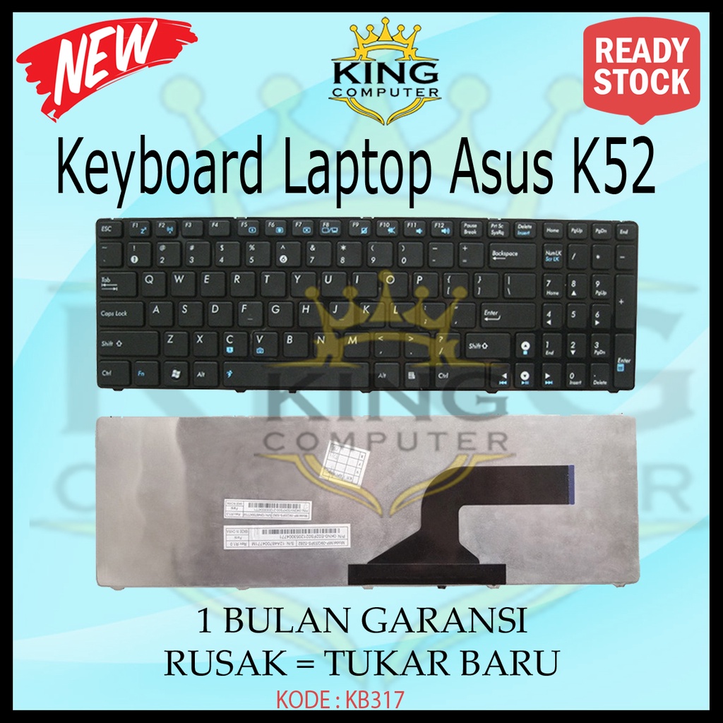 Keyboard Laptop ASUS K52 K52F K53 A53 N53 N61 N73 G51 G60 G72 G73 Series Hitam