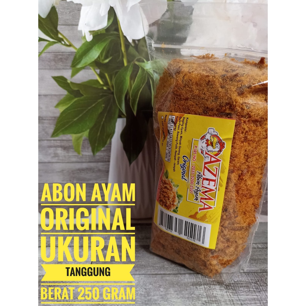 

ABON AYAM ORI AZEMA 250 GR PREMIUM 100% DAGING AYAM TANPA CAMPURAN