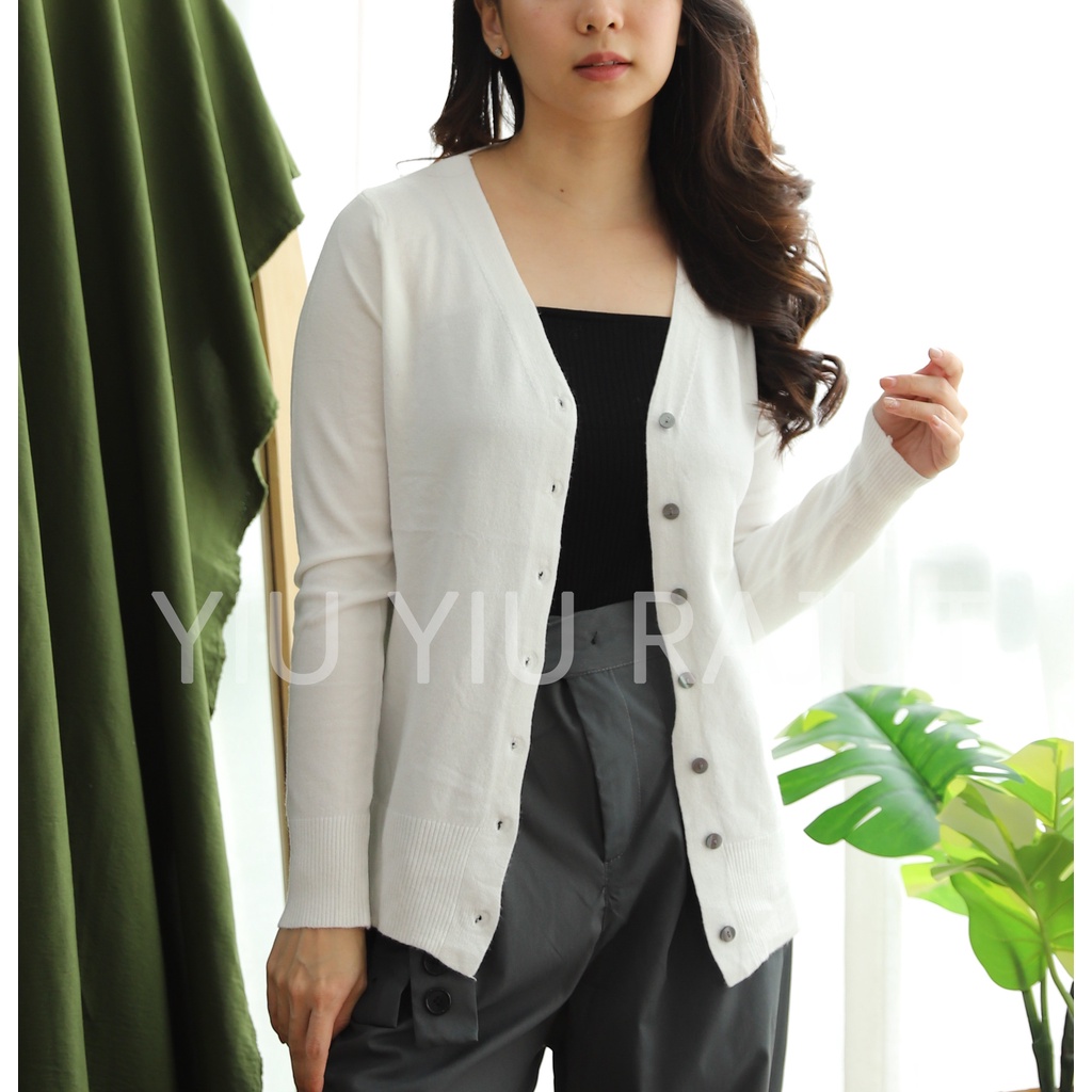 YIU YIU Rajut - Cardigan Kancing Wanita Rajut Premium Polos Lengan Panjang Outer Rajut