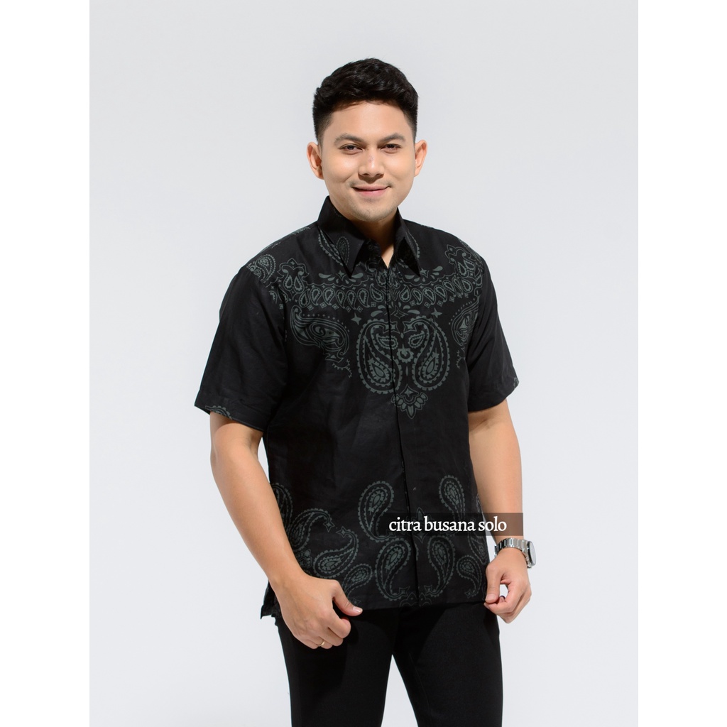 KANIGARA PENDEK Kemeja Batik Pria Full Furing Bahan Katun Sragenan