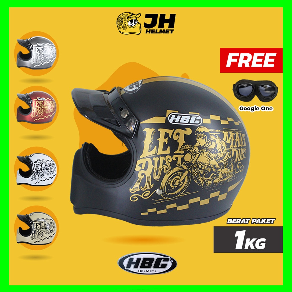 Helm Cakil HBC Rust Dust + FREE Goggle PROMO Terbatas !!! (Helm HBC Cakil/Helm Retro/Helm Vespa)