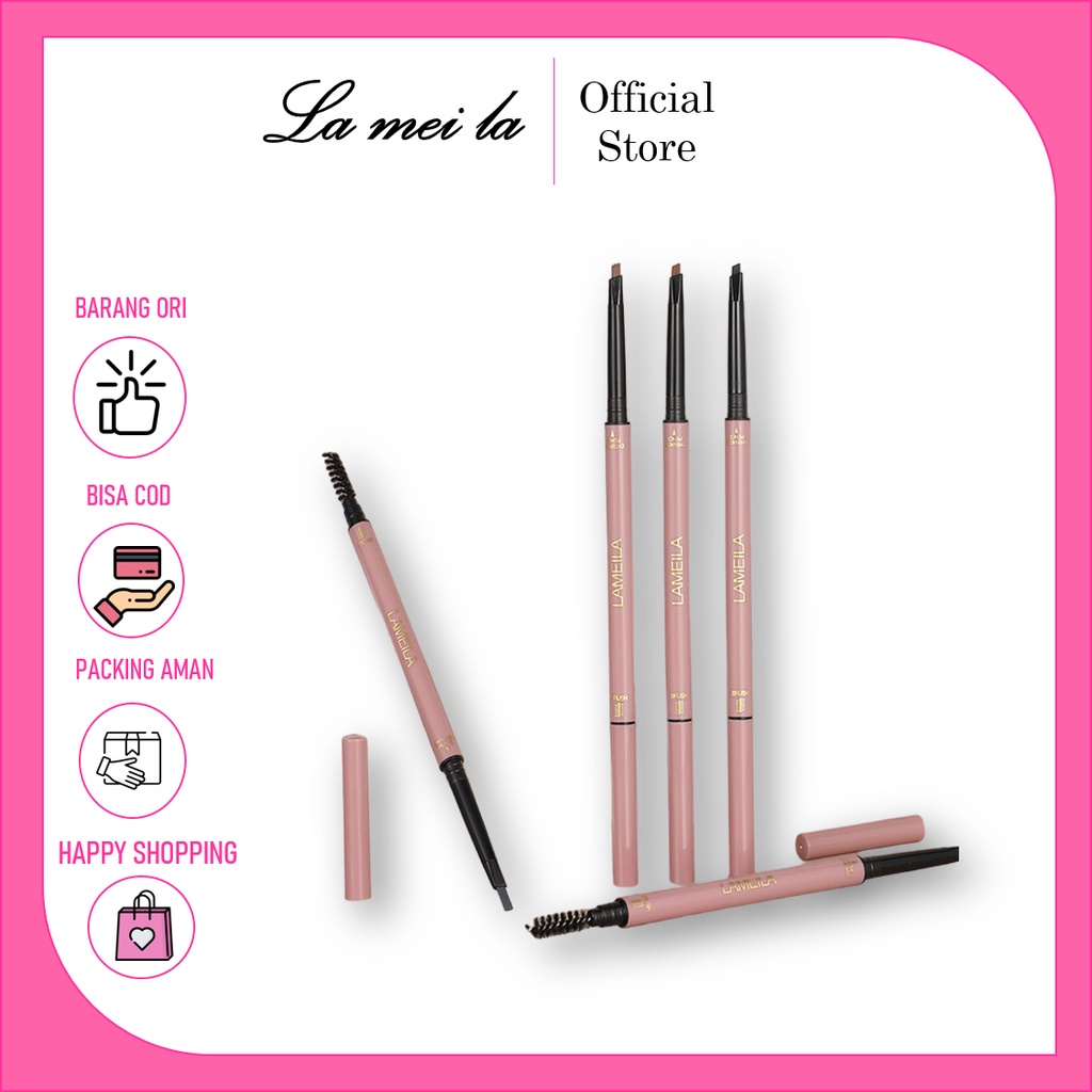 LM-837 Lameila Pensil Alis  Double Heads Eyebrow Pencil Lasting Eyebrow Pen Waterproof 5 Warna