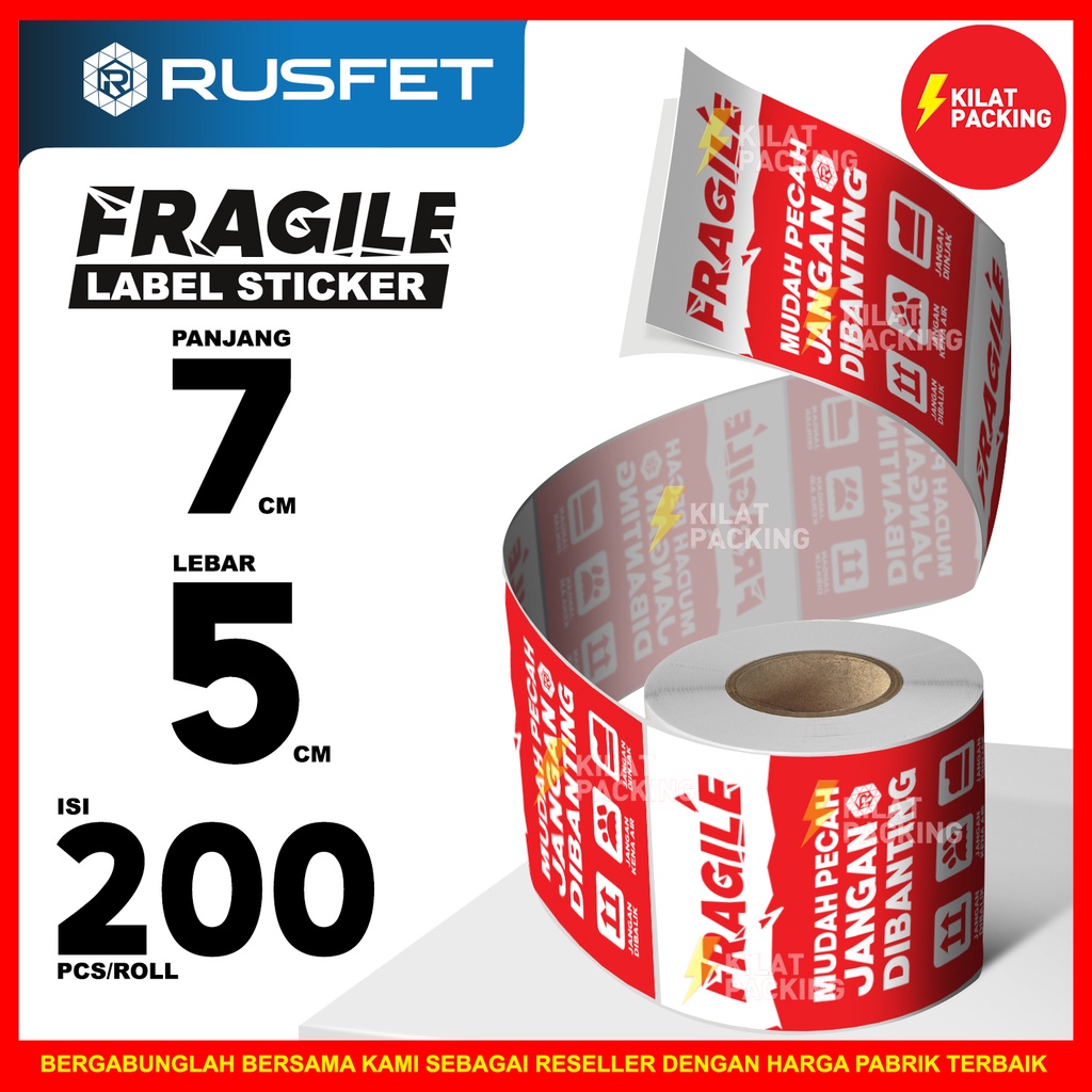Stiker label pengiriman stiker fragile jangan di banting 7cm x 5cm