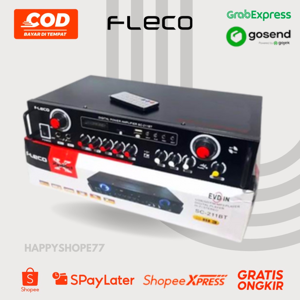 Amplifier FLECO SC-211BT Bluetooth Stereo Karaoke + Mp3 player + Radio