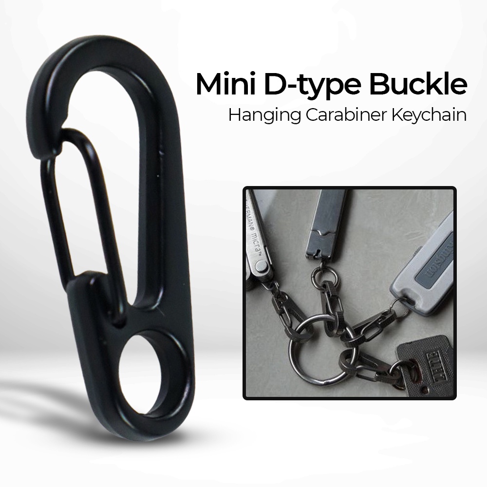 Mini D-type Buckle Hanging Carabiner Keychain EDC Portable Tools Alat Bantu Tali - B36 OMSE29BKBlack