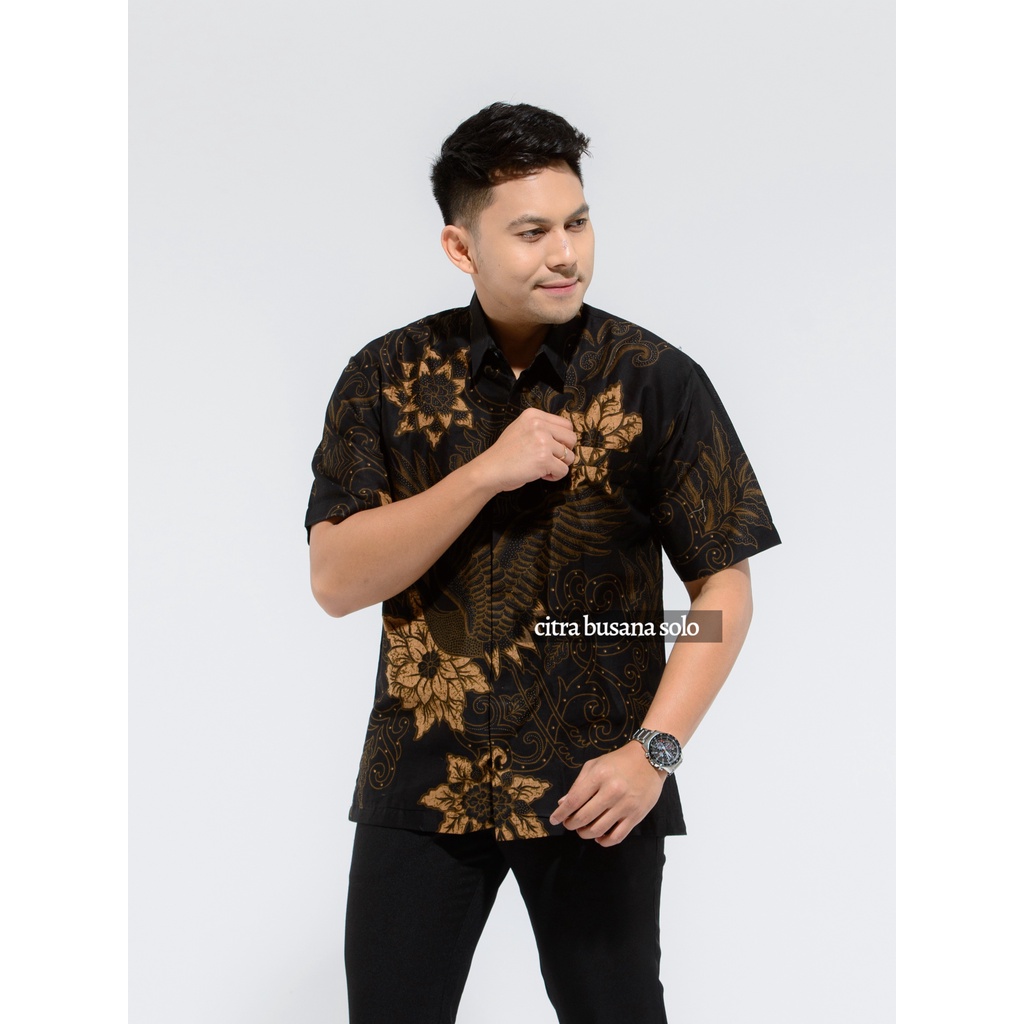 BAYUSUTA PENDEK Kemeja Batik Pria Full Furing Bahan Katun Sragenan