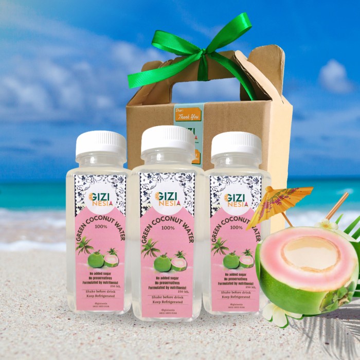 

HAMPERS 3 BOTOL GREEN COCONUT WATER AIR KELAPA HIJAU IJO OBAT MURNI