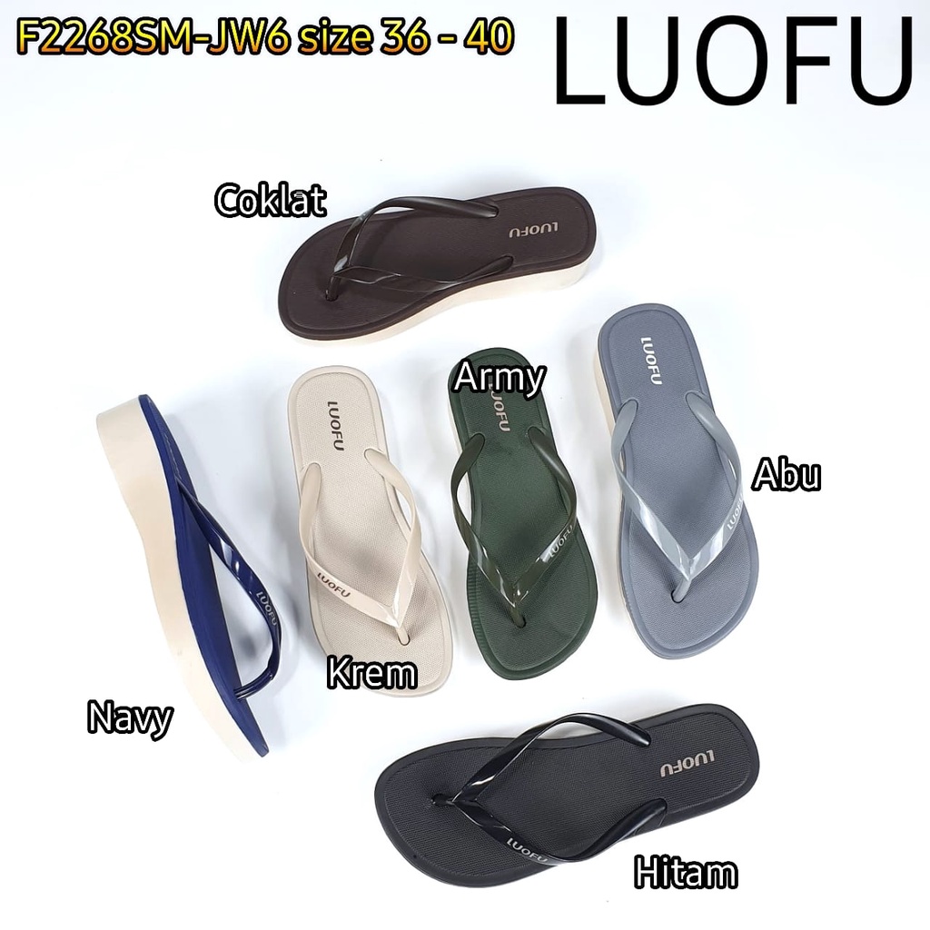 LUOFU ORIGINAL jelly sandal karet empuk murah wanita jepit sendal cewek import F2268SM-JW6