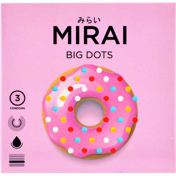 Kondom Mirai Big Dots 3 Pcs - Tekstur Berbintik Lebih Besar dan Lebar