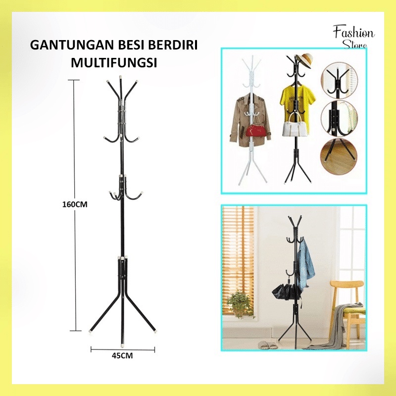 FS-GANTUNGAN TIANG BESI BERDIRI SERBAGUNA / HANGER STANDING BAJU TAS TOPI MULTIFUNGSI