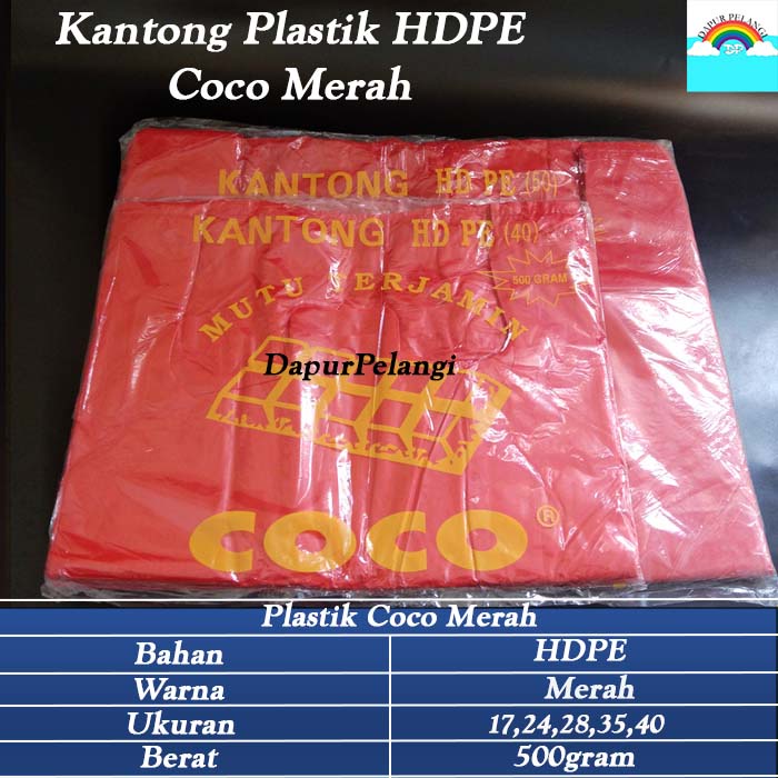 Kantong Kresek / Kantong Plastik Merah / Plastik HD PE Coco Merah