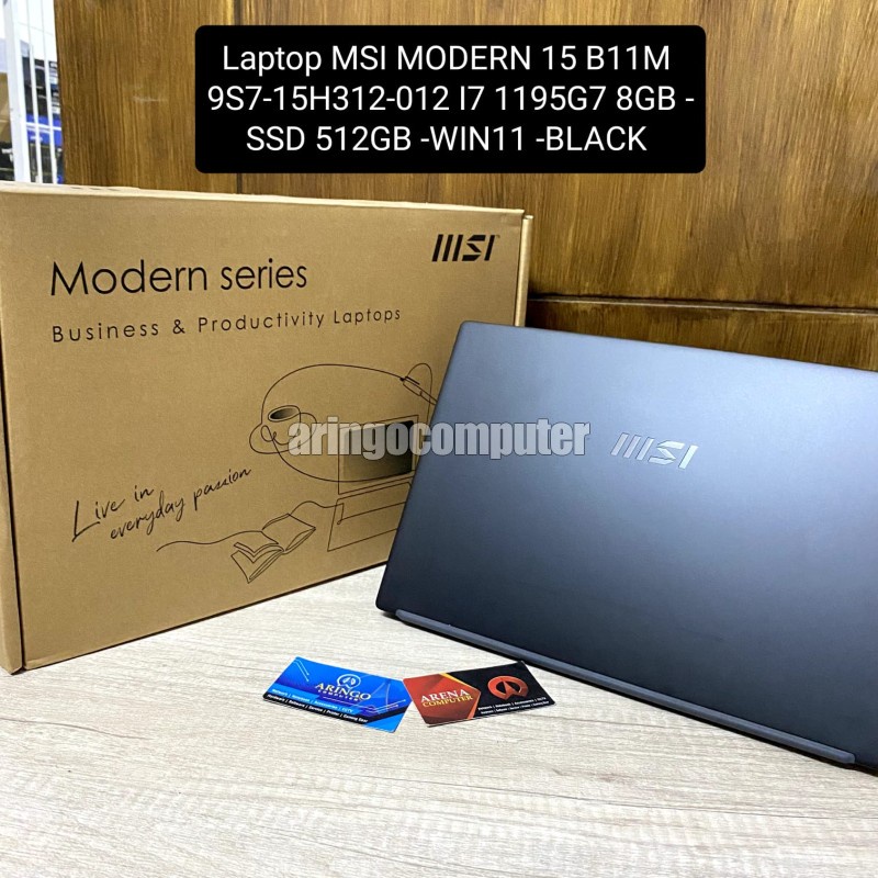 Laptop MSI MODERN 15 B11M 9S7-15H312-012 I7 1195G7 8GB -SSD 512GB -WIN11 -BLACK