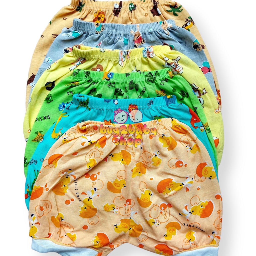 Celana pendek bayi Usagi putih motif, motif warna, motif kotak-kotak usia 0-6 bulan isi 3 celana