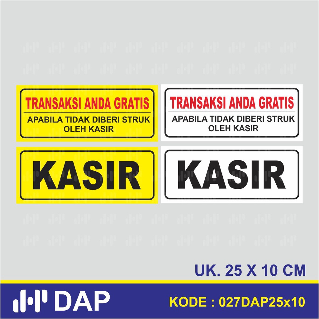 

027 - STICKER KASIR & TAG - VYNIL - TERBAIK