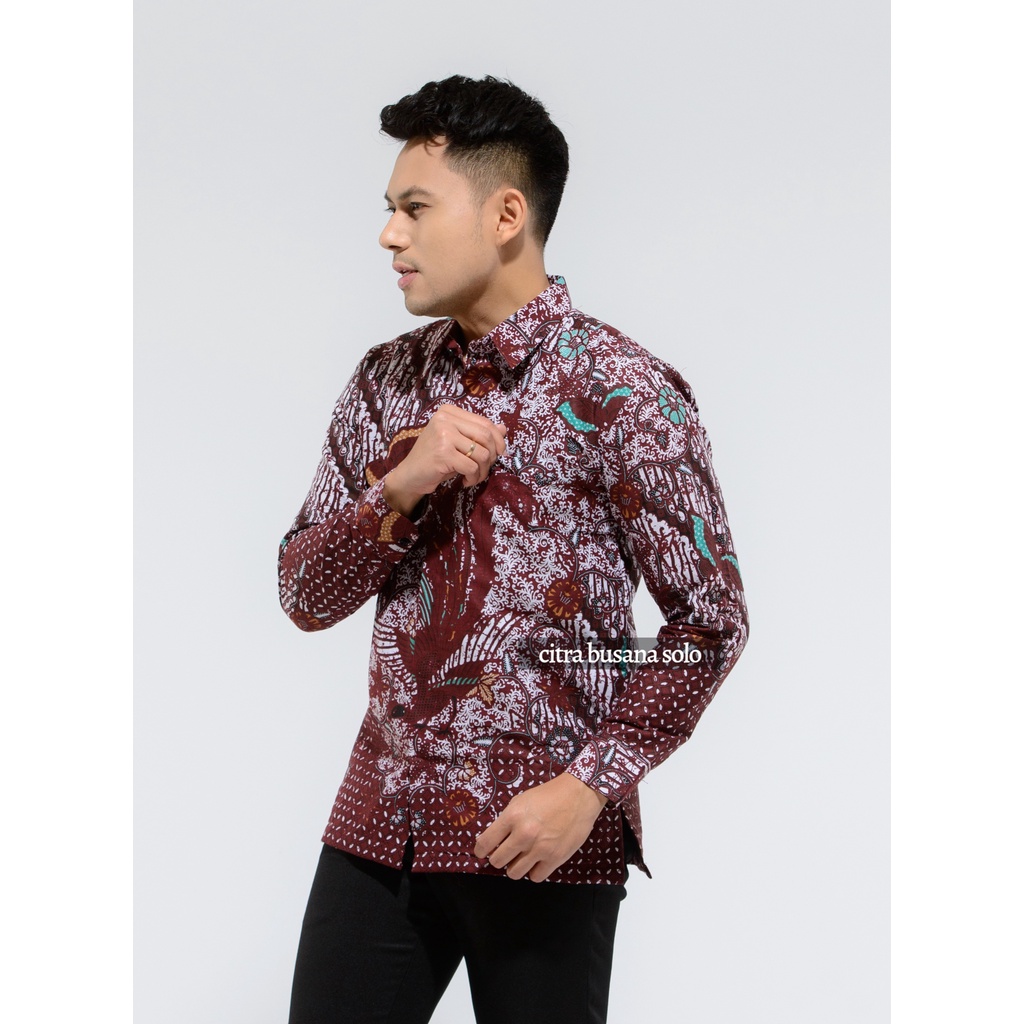 DEWARI MERAH Kemeja Batik Pria Full Furing Bahan Katun Sragenan