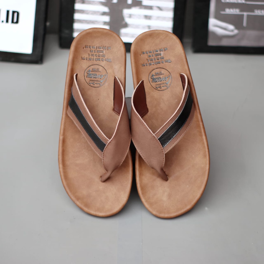 Sandal Japit Kulit Pria Casual Original Enoz Slim