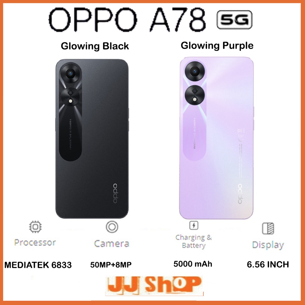 OPPO A78 5G 8/128 GB &amp; A78 4G 8/256 GB RAM 8GB +8GB extended ROM 128GB 256GB GARANSI RESMI