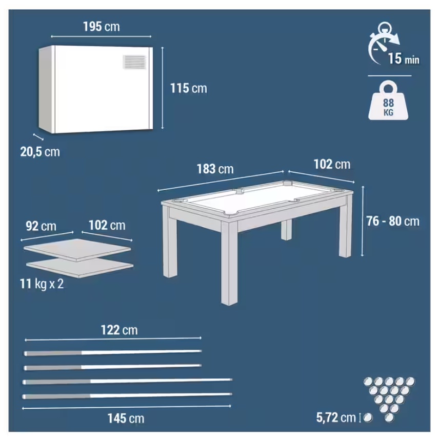 PONGORI BT 600 US Meja Billiar Konvertibel 2-in-1 Desain Halus