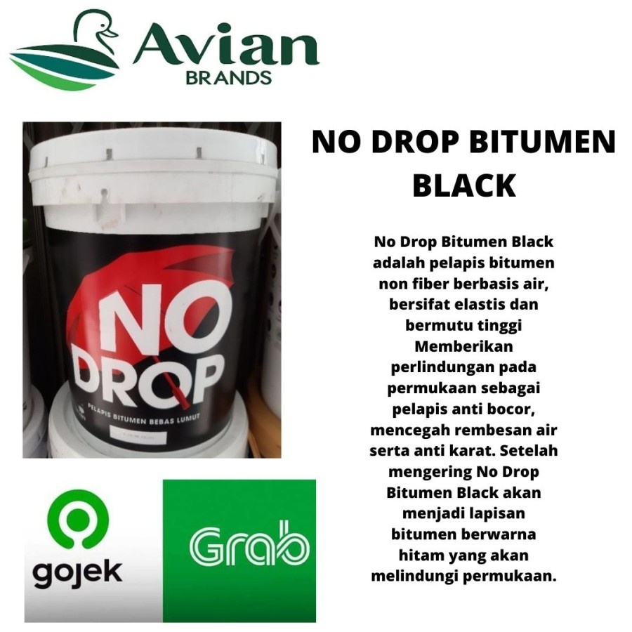 Cat Pelapis No Drop Bitumen Black 4kg/NO DROP BITUMEN BLACK 4 KG/No Drop Bitumen Black Pelapis Anti Bocor 4kg