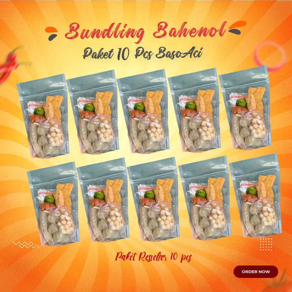 

Baso aci Paket Hemat Reseller 10 Pcs Baso Aci Bahenol Garut