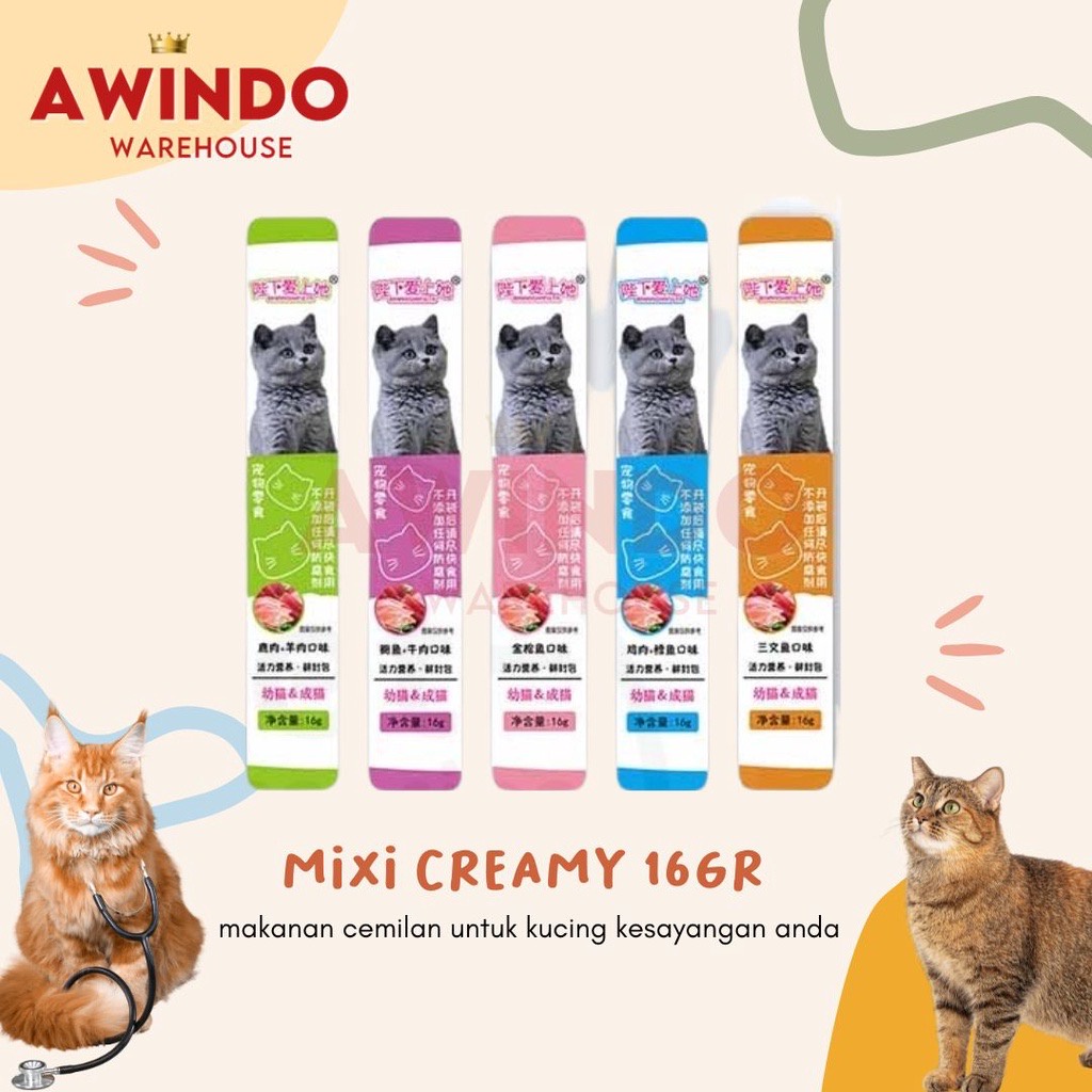 MIXI CREAMY CAT - Makanan Snack Cemilan Kucing Adult Kitten 16gr