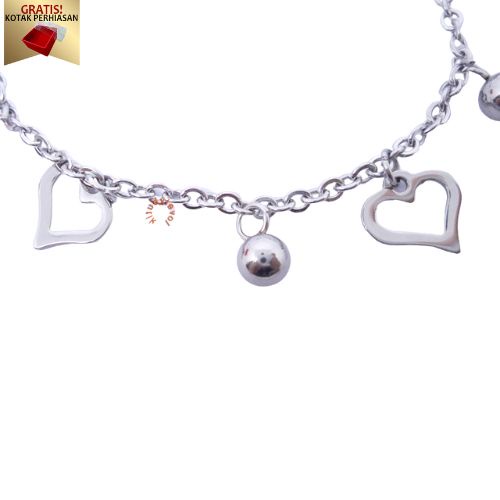 Gelang Titanium anti karat Wanita Free Gelang Tangan Anak Titanium Model Love Frame - Lovelybutik