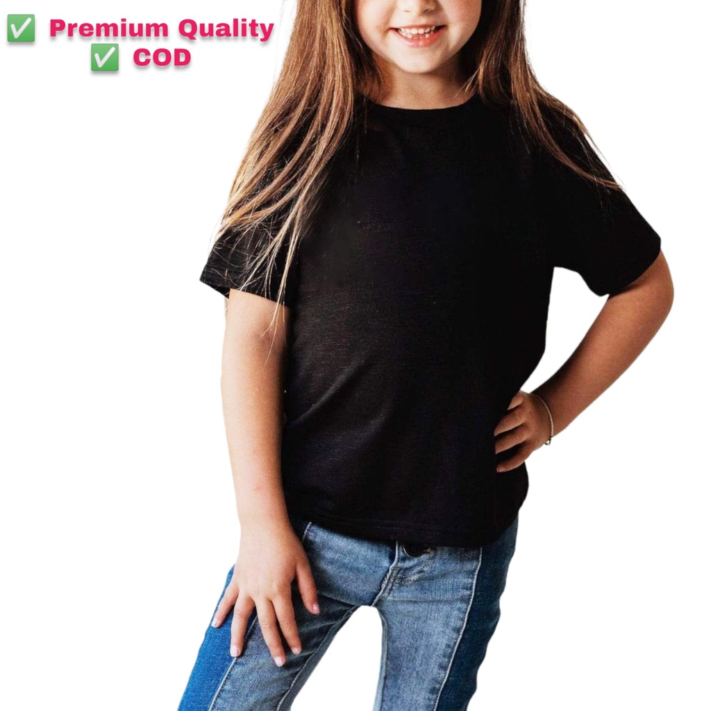 Baju Kaos Hitam Anak Perempuan PRINTING DTF Kaos Oblong Hitam Polos Anak Perempuan