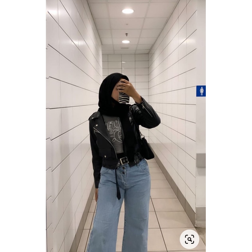 Jaket Kulit Wanita Crop Ootd Mamba