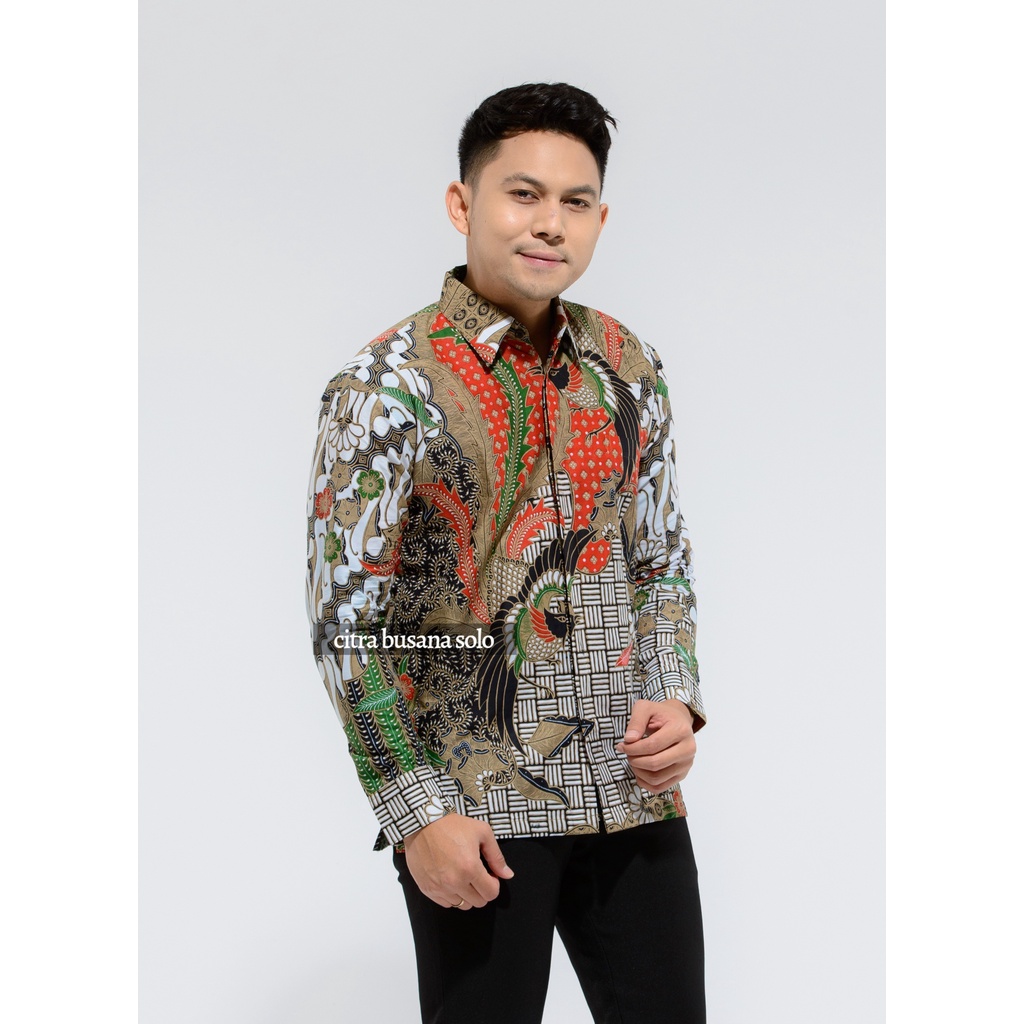 SUNGUT PUTIH Kemeja Batik Pria Full Furing Bahan Katun Sragenan