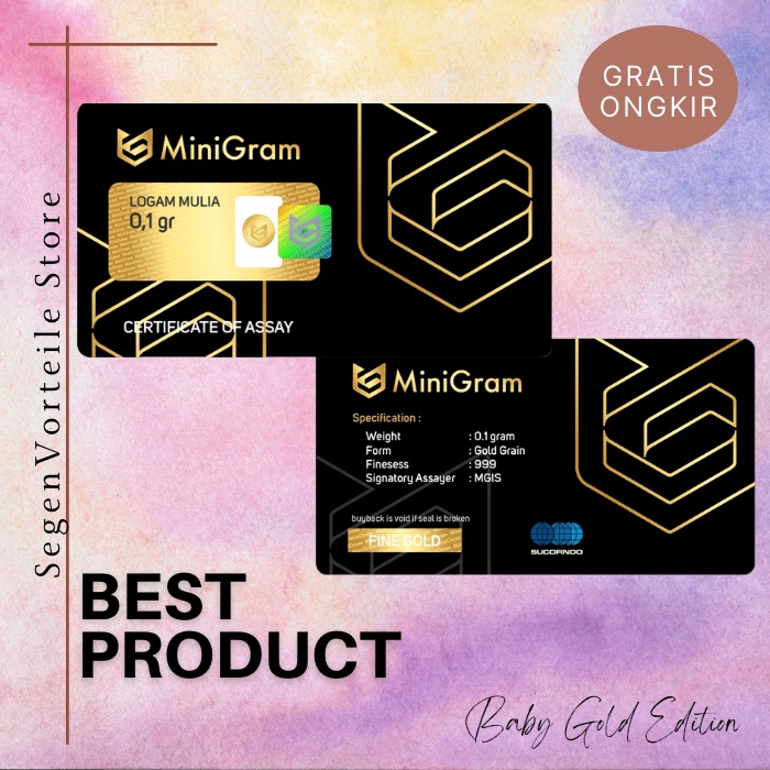 Minigram 0.1 Gram Emas Batangan Murni Bersertifikat 24 karat