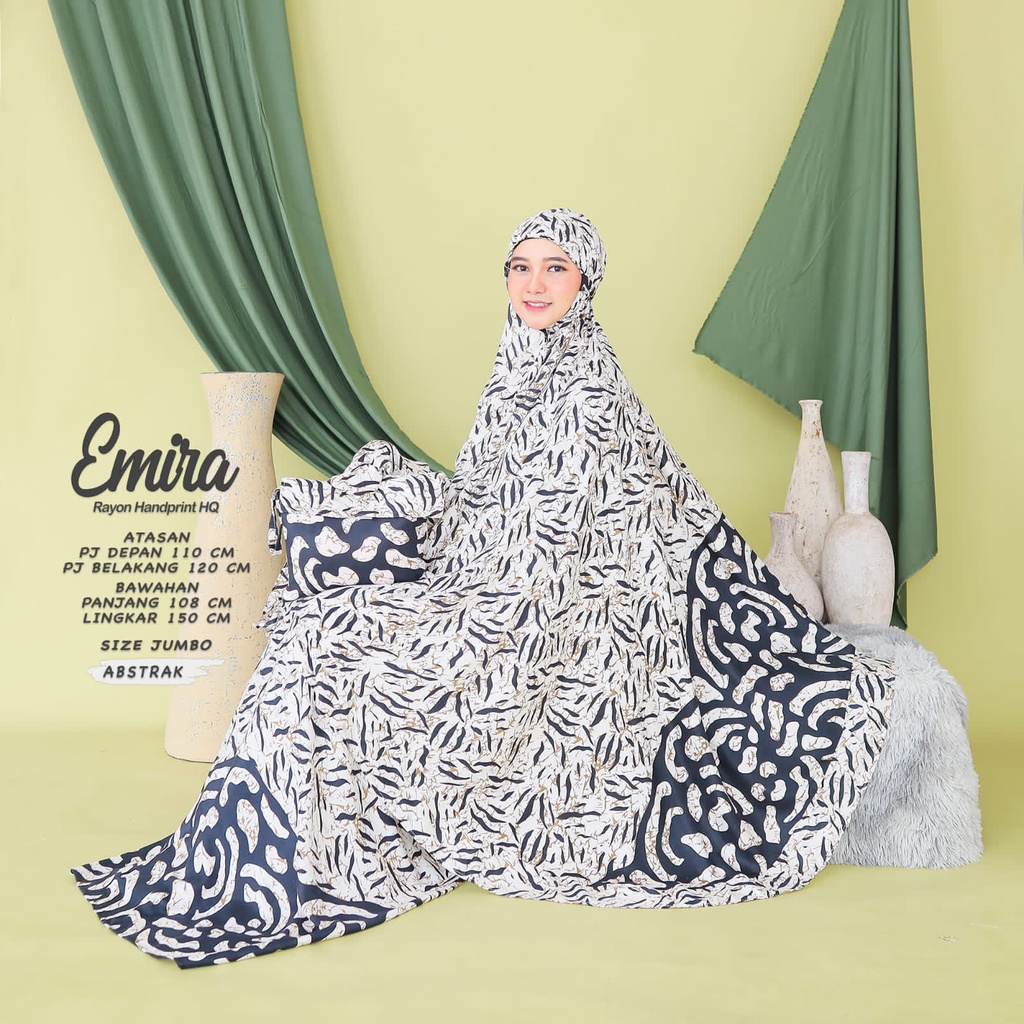 Mukena Dewasa Emira Rayon Handprint / Mukena Rayon Motif Adem Premium
