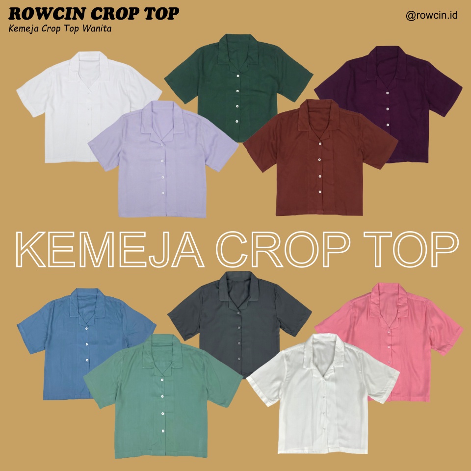 KEMEJA WANITA CROP TOP POLOS KATUN RAYON CROP SHIRT ORGANIK