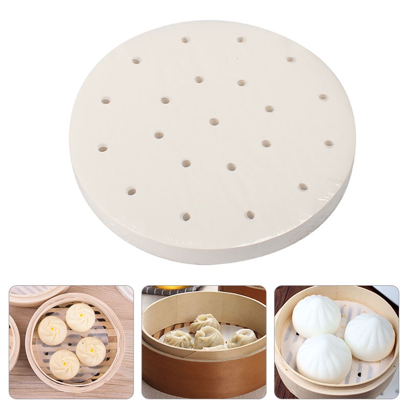 50pcs/100pcs Kertas Alas Dimsum Dimsum Paper 5&quot; 6&quot; 7&quot; 8&quot; Air Fryer Steamer Liners Non-Stick Steaming Basket Mat