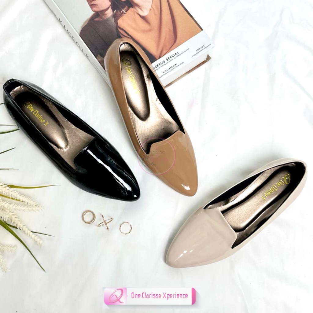 7.7 Clarisse Pantofel Kerja Wanita DHARA Tinggi 2cm Sintetis Glossy