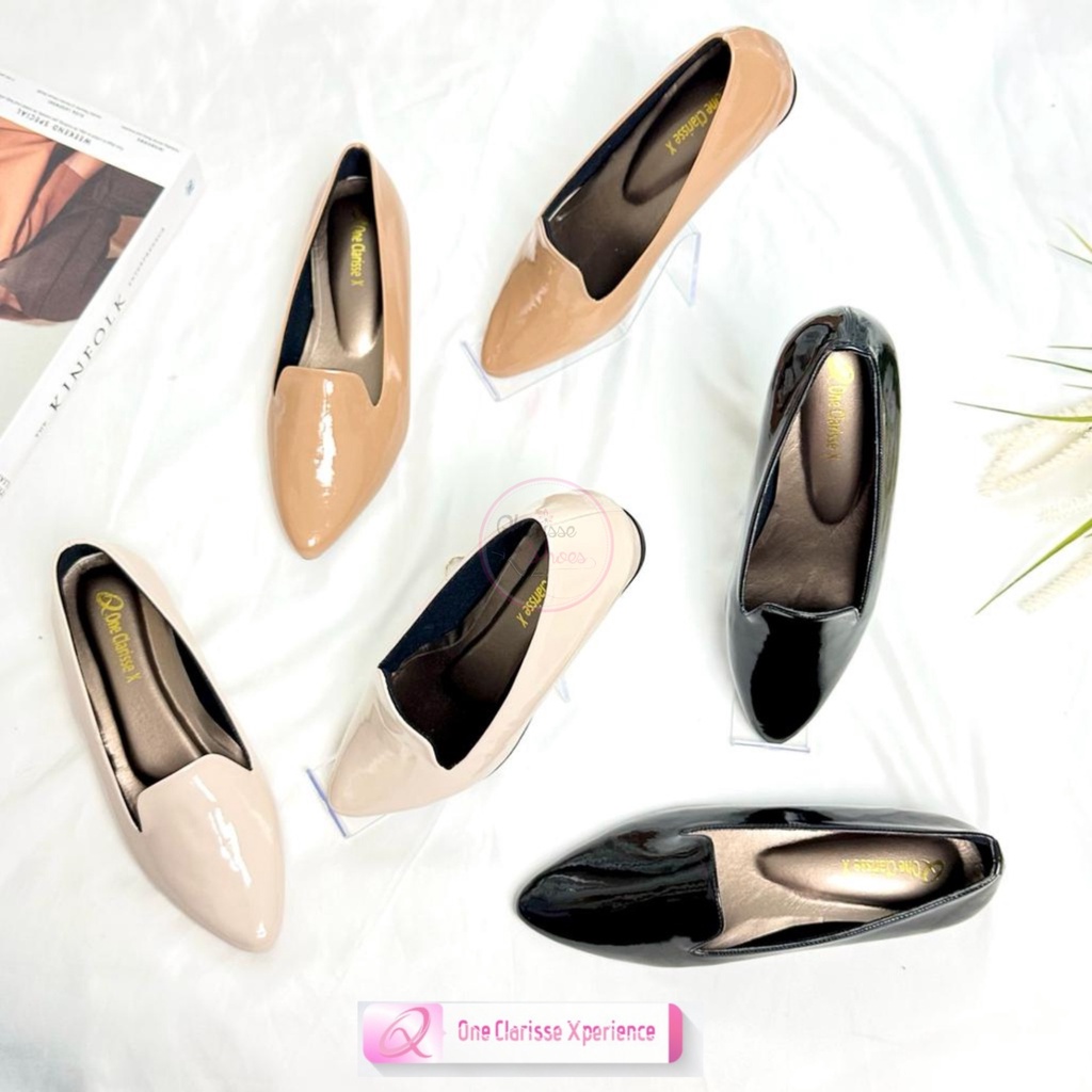 7.7 Clarisse Pantofel Kerja Wanita DHARA Tinggi 2cm Sintetis Glossy