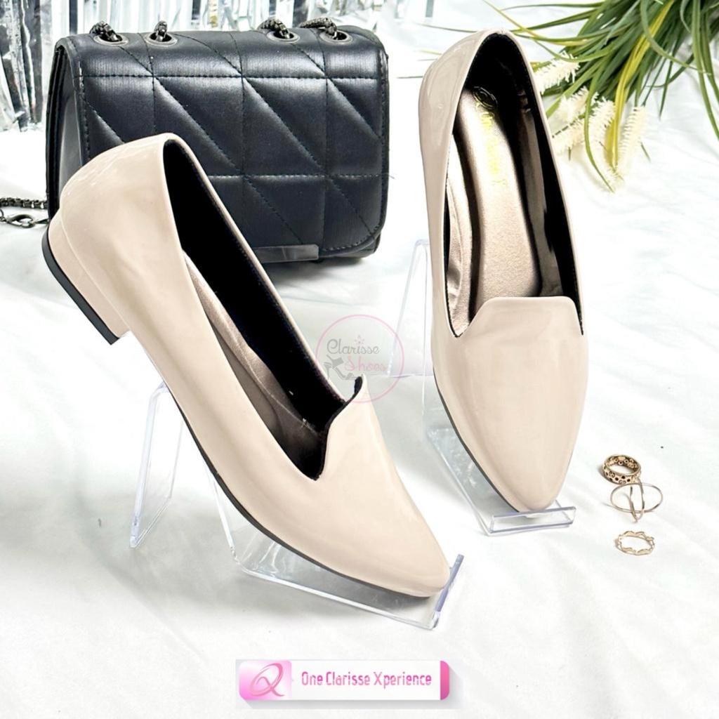 7.7 Clarisse Pantofel Kerja Wanita DHARA Tinggi 2cm Sintetis Glossy