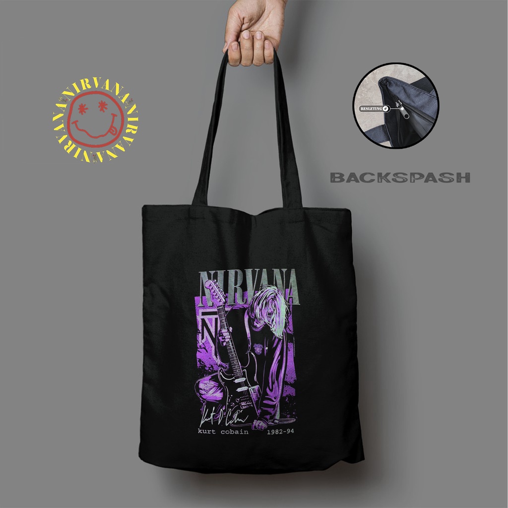 Totebag Tas Band Nirvana Kurt Cobain Custom Pria Wanita - NIRVANA