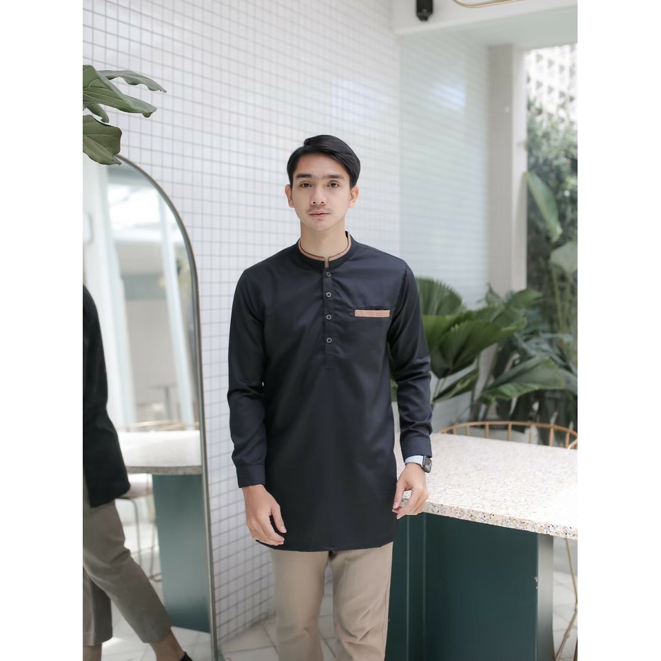 Baju Koko Kurta Dewasa Lengan Panjang Pria Muslim Terbaru Motif Polos