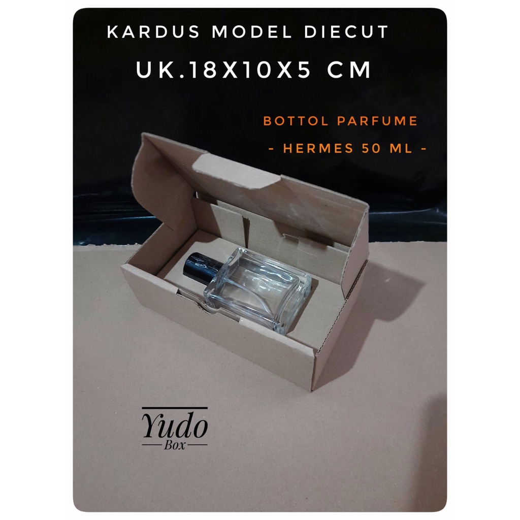 

karton kardus uk.15 x 8 x 5 cm model diecut parfum HERMESH 50 ML KOTAK