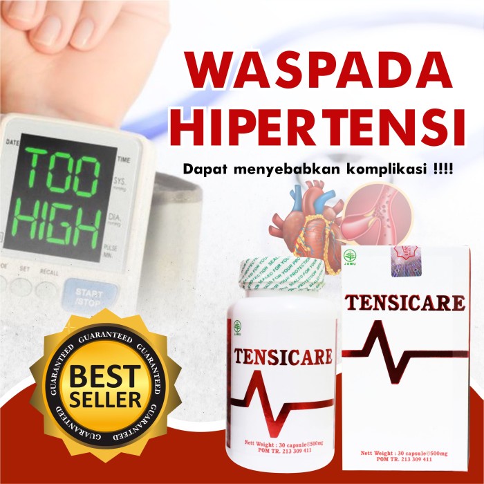 [COD] Obat Hipertensi Herbal Penurun Darah Tinggi Tensicare Multivitamin - 1 Botol isi 30 kapsul