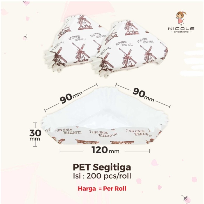 PET/Cup Roti/Wadah Roti/Kertas Baking/Paper Cup/Cup Case Cake Segitiga