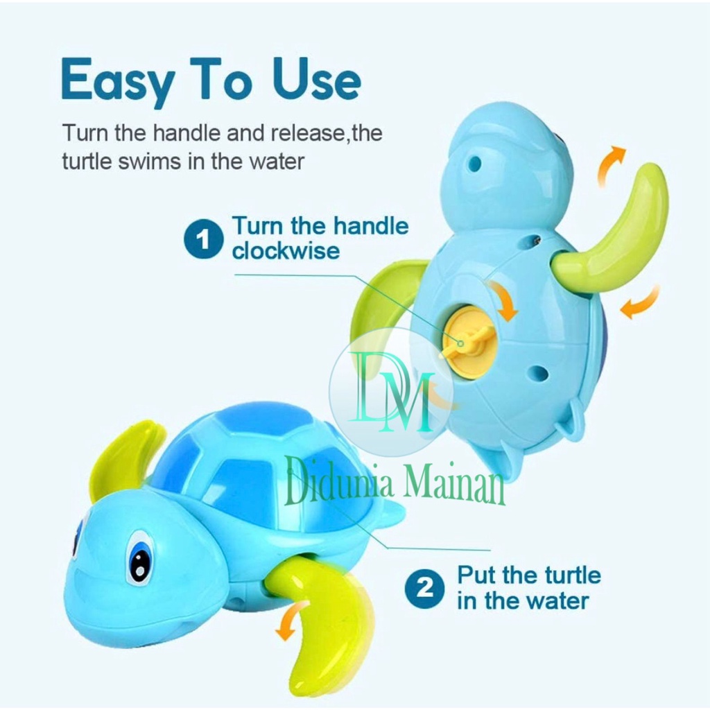 Mainan mandi anak bayi kura kura berenang bath toys cute animal turtle