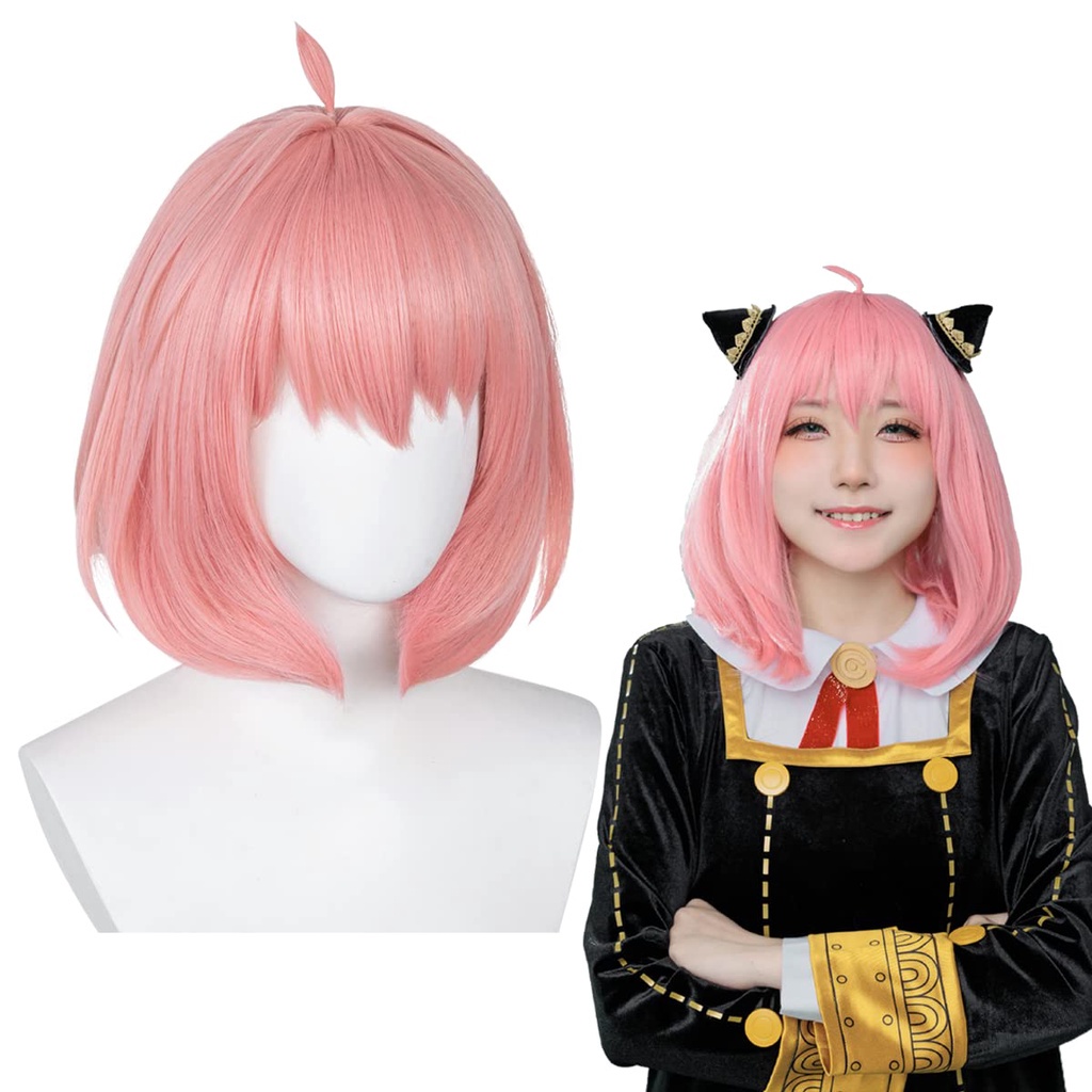 Wig Pink Bob Wig for Anya Forger Cosplay Spy Hunter Cosplay