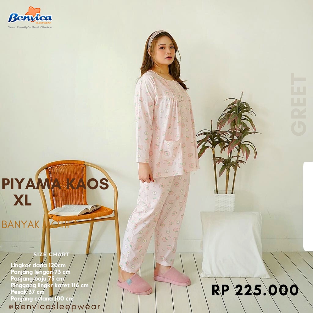 BAJU TIDUR PIYAMA JUMBO LENGAN PANJANG KAOS XL GREET