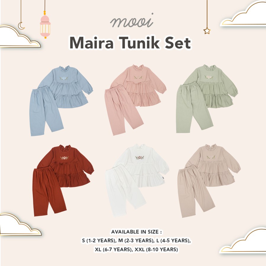 Mooi MAIRA TUNIK SET Raya Collection / Setelan Anak Perempuan / Tunik Anak Perempuan