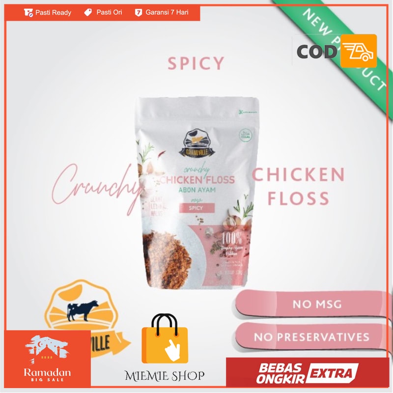 

Grandville Abon Sapi Ayam original spicy 100g Beef Chicken Crunchy - Chicken Spicy