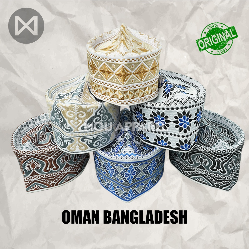 Peci Oman Bangladesh Kopiah Haji Sholat Banglades Santri Pria Pesantren Temboro Kopyah Shalat Laki Dewasa Anak Jumbo Motif Bordir Hitam Putih Kopeah Habib Syekh Bulat Tinggi Madinah Al Asas Assyarif Malaysia Madinah Assagofah Terompah Turki Mesir NU Ori