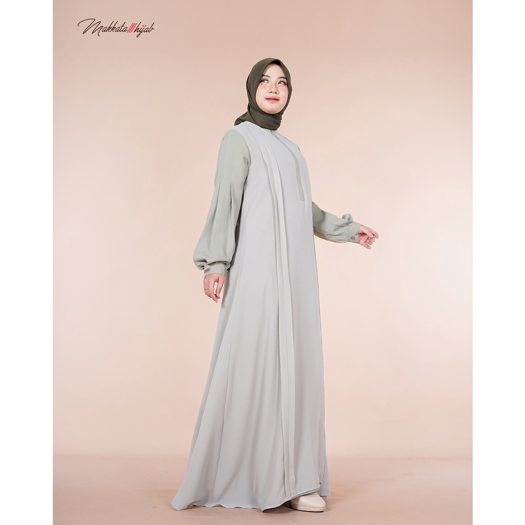 Aera Dress Satu Warna Baju Gamis Wanita Cewek Polos Casual Dress Kombinasi Panjang Muslim Simple Ele