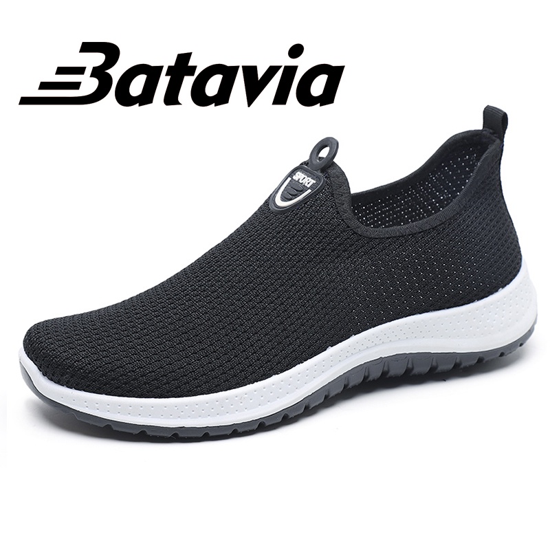 Batavia 2023 impor sepatu rajut wanita sepatu wanita sepatu tanpa tali hitam Sepatu Wanita Sport Women Sneakers sepatu wanita model korea P1