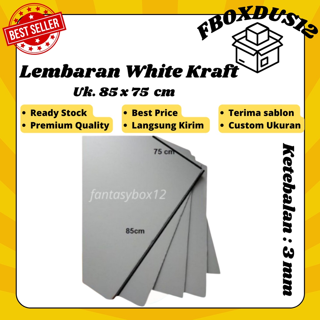 

Kardus/Dus/Box/Lembaran Polos Whitekraft Bflute 85x75cm POLOS BARU (MINIMAL ORDER 5 PCS)